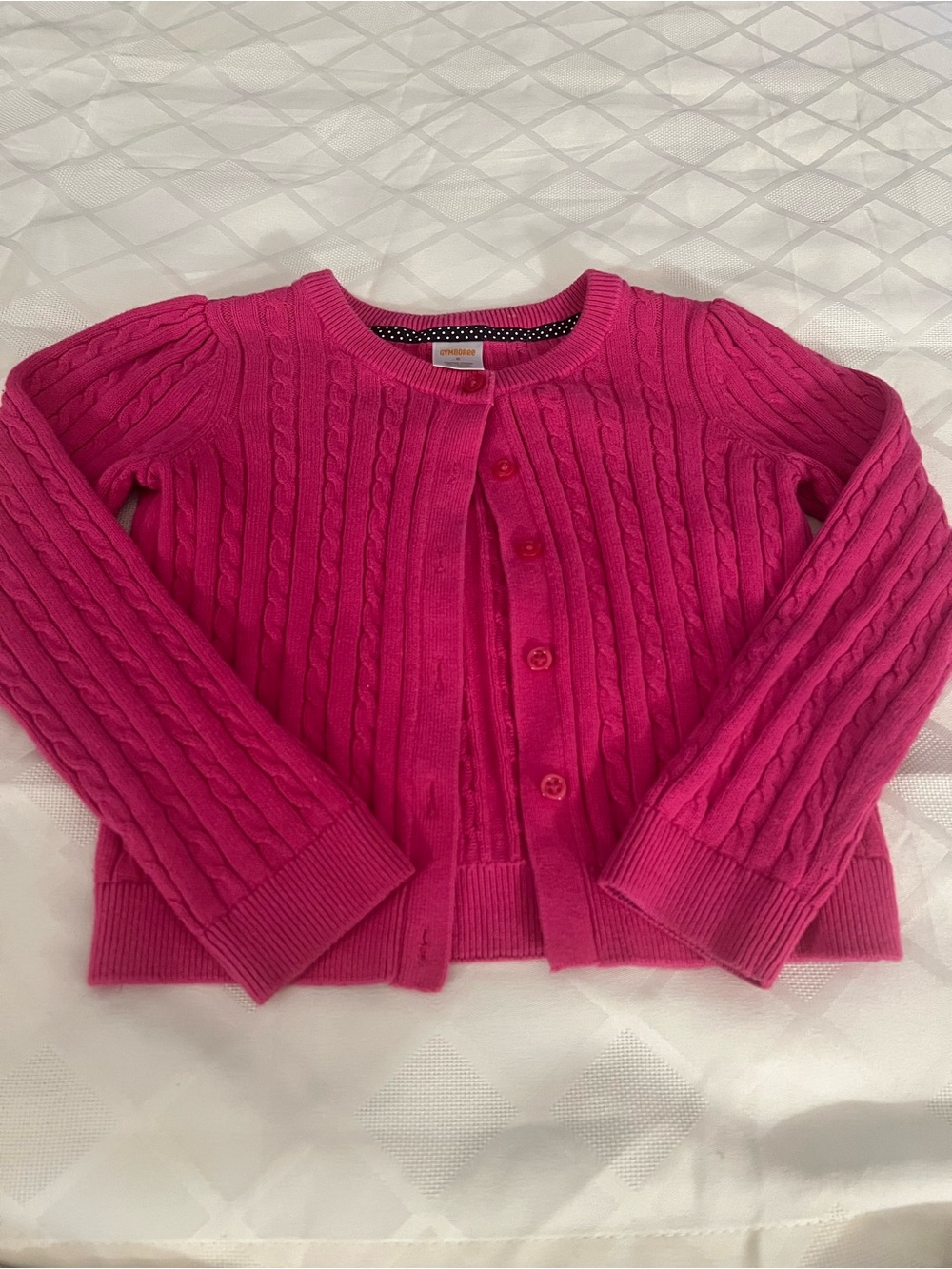 Girls Bright Pink Cable Knit Gymboree Size 6 Cardigan